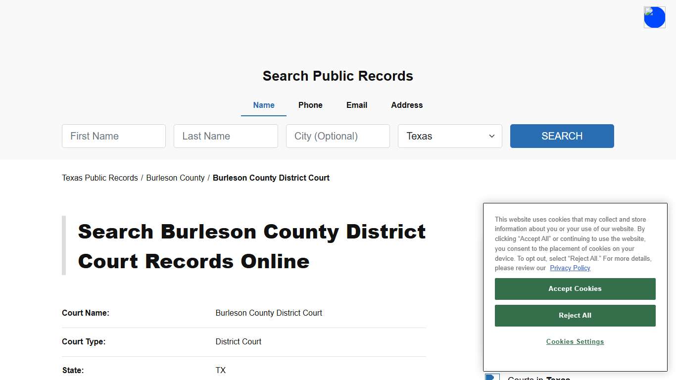 Burleson County District Court - Burleson - Texas - TPI