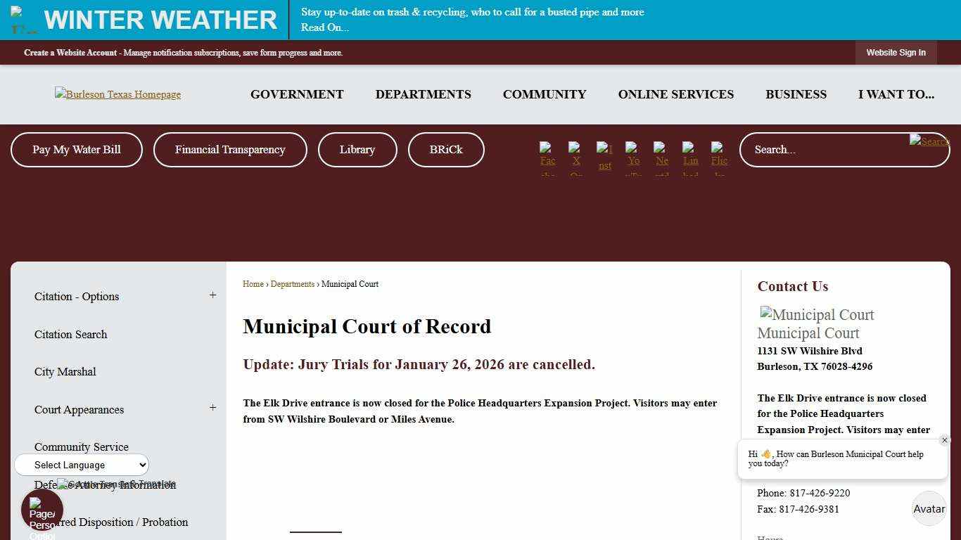 Municipal Court of Record  Burleson, TX - Official Website